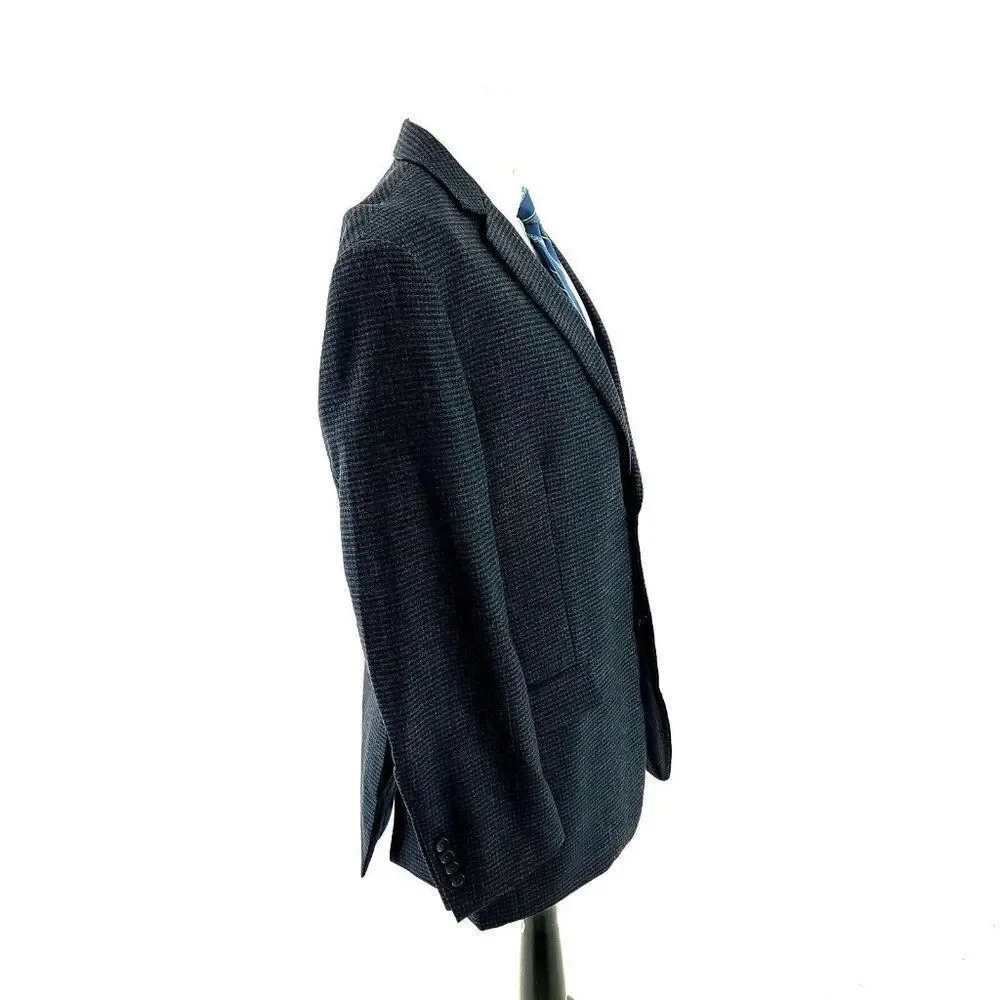 Pronto Uomo Platinum Wool 2 Button Sport Coat 42R Blue Check Tagged 44L See Desc